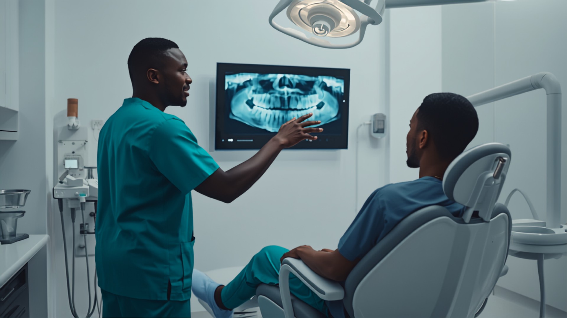 A dental X-ray helps confirm that a root-canal-treated tooth has fully healed before braces are fitted.