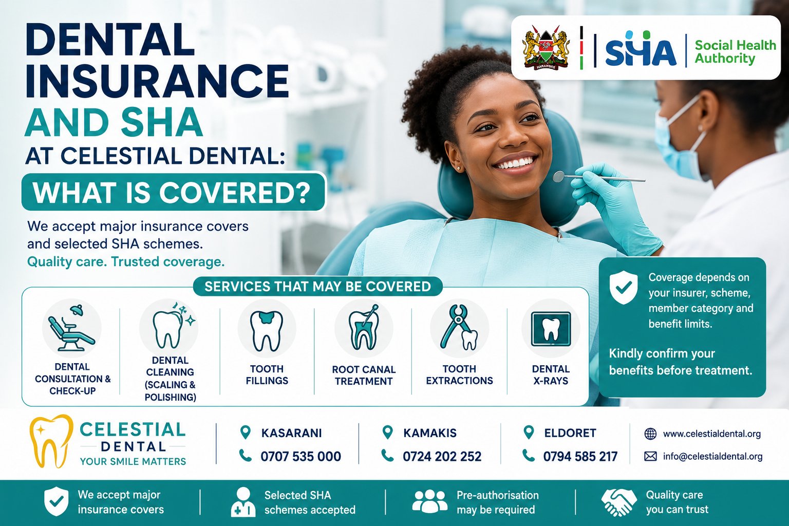 Dental Insurance and SHA at Celestial Dental: What Is Covered?